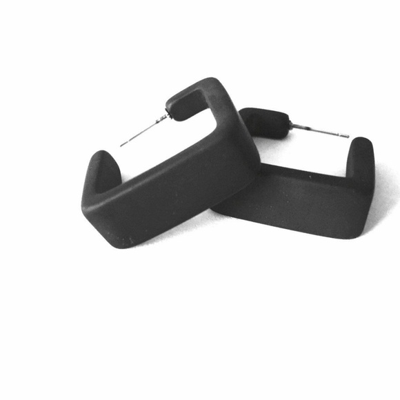 Frosted Vintage Lucite Square Hoop Earrings - Picture 2 of 5